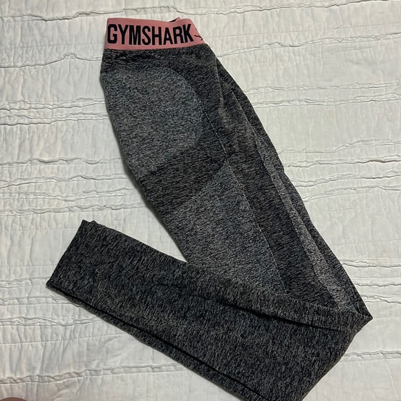 Gymshark Flex leggings grey with pink waistband - Picture 1 of 3
